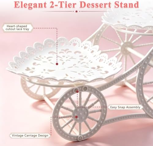 3 Tiers Plastic Dessert Cupcake Stand, Cake Fruit Candy Bread Display Tower in White, alternate view 3