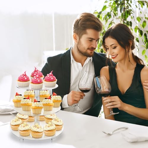 3 Tiers Round Cupcake Stand, Acrylic Cake Tower Stand Holder Macaron Display Rack Cookie Candy Buffet Desserts, alternate