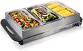 3 Tray Buffet Server & Hot Plate Food Warmer | Tabletop Electric Food Warming Tray | Easy Clean Stainless Steel