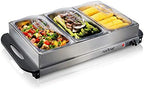 3 Tray Buffet Server & Hot Plate Food Warmer | Tabletop Electric Food Warming Tray | Easy Clean Stainless Steel