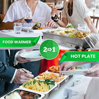 3 Tray Buffet Server & Hot Plate Food Warmer | Tabletop Electric Food Warming Tray | Easy Clean Stainless Steel, alternate