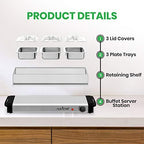 3 Tray Buffet Server & Hot Plate Food Warmer | Tabletop Electric Food Warming Tray | Easy Clean Stainless Steel, alternate