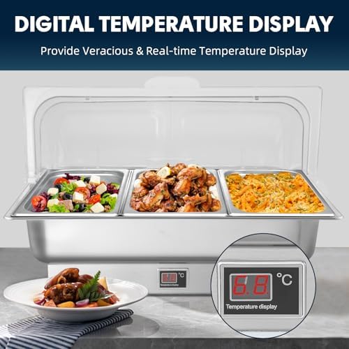 3 x 3QT Electric Chafing Dish with Knob Temperature Control, alternate view 4