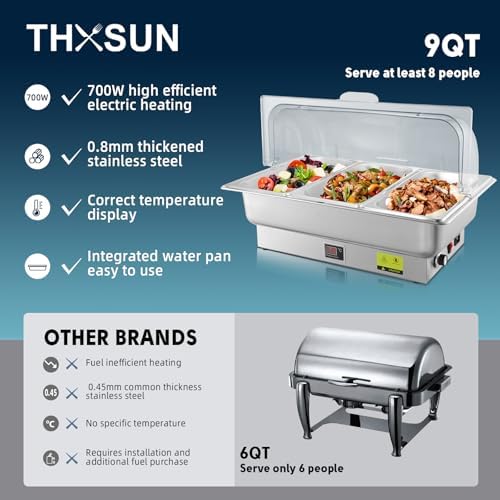 3 x 3QT Electric Chafing Dish with Knob Temperature Control, alternate view 7