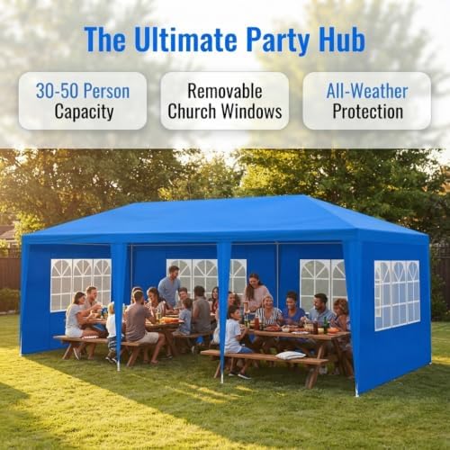 30 * 10 Canopy Tent, Waterproof Party Tent for Outdoor Events, Blue in Blue, alternate view 5