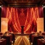 30×10ft Burgundy Tulle Backdrop Curtain with Lights String for Parties, Sheer Photo Backdrop Curtains for, alternate view 7