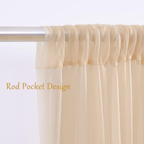30×10ft Champagne Tulle Backdrop Curtain with Lights String for Parites, Sheer Photo Backdrop Curtains for, alternate view 5