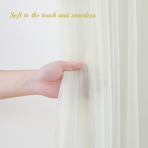 30×10ft Cream White Tulle Backdrop Curtain with Lights String for Parites, Sheer Photo Backdrop Curtains for, alternate view