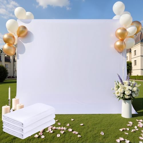 30×10ft White Backdrop Curtain for Weeding Parties, 3 Panels Large 10ft Wide Wrinkle-Free Full Fabric Drape for