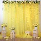 30×10ft Yellow Tulle Backdrop Curtain with Lights String for Parties, Sheer Photo Backdrop Curtains for Wedding, alternate