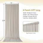 30×12ft Wrinkle Free Beige Backdrop Curtain for Wedding Parties-6 Panels 5×12ft Long Soft Silky Polyester, alternate view 4