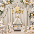 30×12ft Wrinkle Free Beige Backdrop Curtain for Wedding Parties-6 Panels 5×12ft Long Soft Silky Polyester, alternate view 5