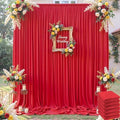 30×12ft Wrinkle Free Red Backdrop Curtain for Wedding Parties,6 Panels 5×12ft Long Soft Silky Polyester Backdrop