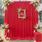 30×12ft Wrinkle Free Red Backdrop Curtain for Wedding Parties,6 Panels 5×12ft Long Soft Silky Polyester Backdrop