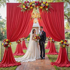 30×12ft Wrinkle Free Red Backdrop Curtain for Wedding Parties,6 Panels 5×12ft Long Soft Silky Polyester Backdrop, alternate