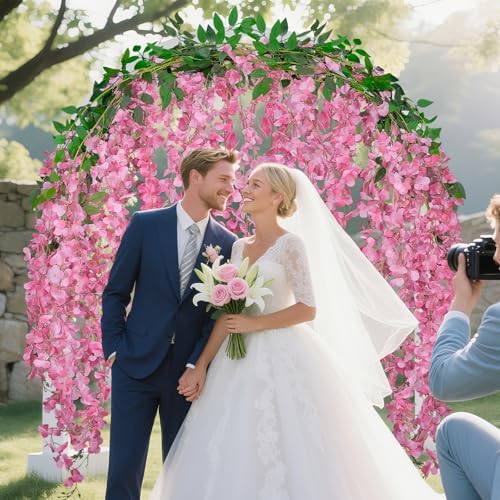 30 Branches Pink Wisteria Hanging Flower Vines for Wedding Decor, alternate view 2