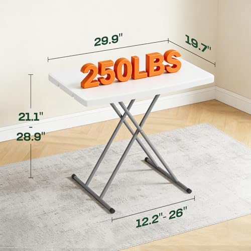 30" Folding Table | White | Portable Plastic Table, alternate view 3
