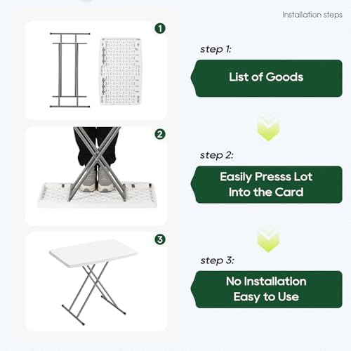30" Folding Table | White | Portable Plastic Table, alternate view 6