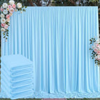 30 ft x 10 ft Wrinkle Free Baby Blue Backdrop Curtains for Parties, 6 Panels 5 ft x 10 ft Polyester Light Blue