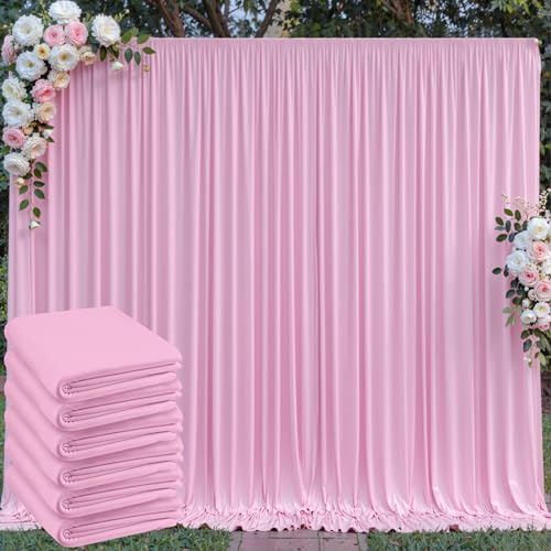 30 ft x 10 ft Wrinkle Free Baby Pink Backdrop Curtain for Parties, 6 Panels 5ftx10ft Thick Polyester Photo