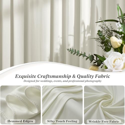 30 ft x 10 ft Wrinkle Free Beige Backdrop Curtain for Parties, 6 Panels 10ft Polyester Beige Photo Backdrop, alternate view 3