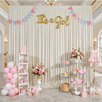 30 ft x 10 ft Wrinkle Free Beige Backdrop Curtain for Parties, 6 Panels 10ft Polyester Beige Photo Backdrop, alternate view 5