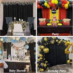 30 ft x 10 ft Wrinkle Free Black Backdrop Curtain for Parties, 6 Panels Silky Polyester Black Wedding Drapes for, alternate