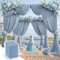 30 ft x 10 ft Wrinkle Free Dusty Blue Backdrop Curtain for Parties, 6 Panels 10ft Polyester Dusty Blue Photo