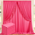 30 ft x 10 ft Wrinkle Free Fuchsia Backdrop Curtain for Parties, 6Panels Polyester Hot Pink Photo Backdrop