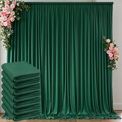 30 ft x 10 ft Wrinkle Free Hunter Green Backdrop Curtain for Parties, Polyester Dark Green Photo Backdrop Drapes
