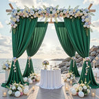 30 ft x 10 ft Wrinkle Free Hunter Green Backdrop Curtain for Parties, Polyester Dark Green Photo Backdrop Drapes, alternate