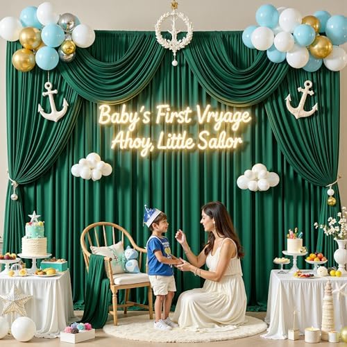 30 ft x 10 ft Wrinkle Free Hunter Green Backdrop Curtain for Parties, Polyester Dark Green Photo Backdrop Drapes, alternate