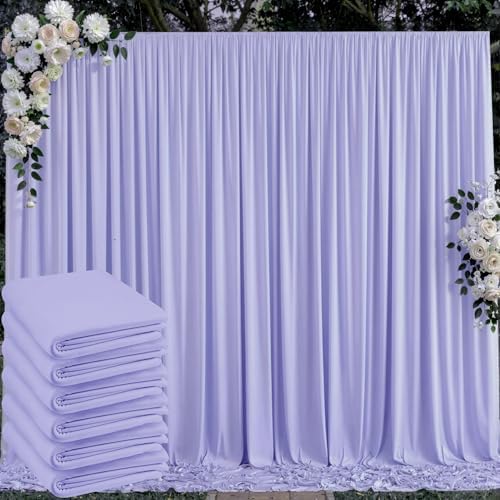 30 ft x 10 ft Wrinkle Free Lavender Backdrop Curtain for Parties, Polyester Light Purple Photo Backdrop Drapes 6