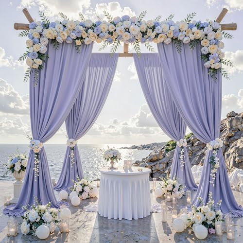30 ft x 10 ft Wrinkle Free Lavender Backdrop Curtain for Parties, Polyester Light Purple Photo Backdrop Drapes 6, alternate
