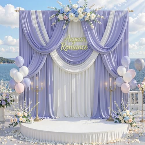 30 ft x 10 ft Wrinkle Free Lavender Backdrop Curtain for Parties, Polyester Light Purple Photo Backdrop Drapes 6, alternate