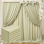 30 ft x 10 ft Wrinkle Free Light Green Backdrop Curtain for Parties, Thick Green Polyester Photo Backdrop Drapes