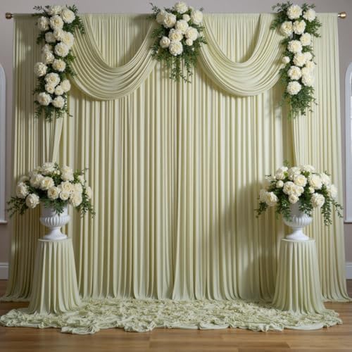 30 ft x 10 ft Wrinkle Free Light Green Backdrop Curtain for Parties, Thick Green Polyester Photo Backdrop Drapes, alternate