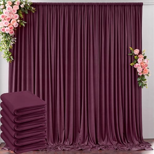 30 ft x 10 ft Wrinkle Free Maroon Backdrop Curtain for Parties, Polyester Burgundy Photo Backdrop Drapes 6