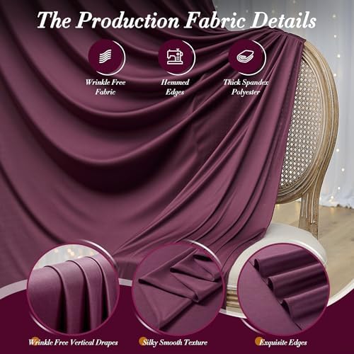 30 ft x 10 ft Wrinkle Free Maroon Backdrop Curtain for Parties, Polyester Burgundy Photo Backdrop Drapes 6, alternate view 4