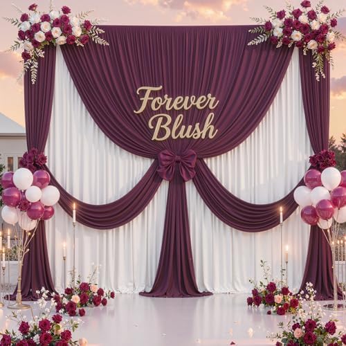 30 ft x 10 ft Wrinkle Free Maroon Backdrop Curtain for Parties, Polyester Burgundy Photo Backdrop Drapes 6, alternate view 6