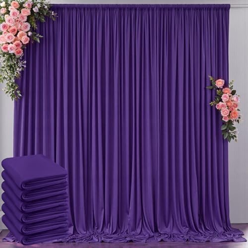 30 ft x 10 ft Wrinkle Free Purple Backdrop Curtain for Parties, 5ft x 10ft 6 Panels Polyester Purple Photo