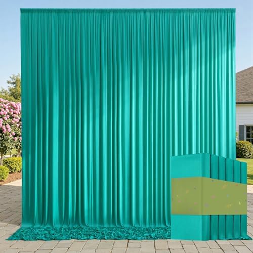 30 ft x 10 ft Wrinkle Free Turquoise Backdrop Curtains for Parties, Thick Polyester Teal Photo Backdrop Drape