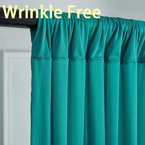 30 ft x 10 ft Wrinkle Free Turquoise Backdrop Curtains for Parties, Thick Polyester Teal Photo Backdrop Drape, alternate view