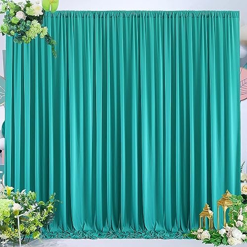 30 ft x 10 ft Wrinkle Free Turquoise Backdrop Curtains for Parties, Thick Polyester Teal Photo Backdrop Drape, alternate view
