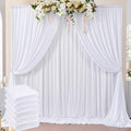 30 ft x 10 ft Wrinkle Free White Backdrop Curtain for Parties, Polyester Photo Backdrop Drapes 6 Panels 5x10ft