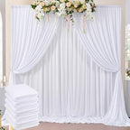 30 ft x 10 ft Wrinkle Free White Backdrop Curtain for Parties, Polyester Photo Backdrop Drapes 6 Panels 5x10ft