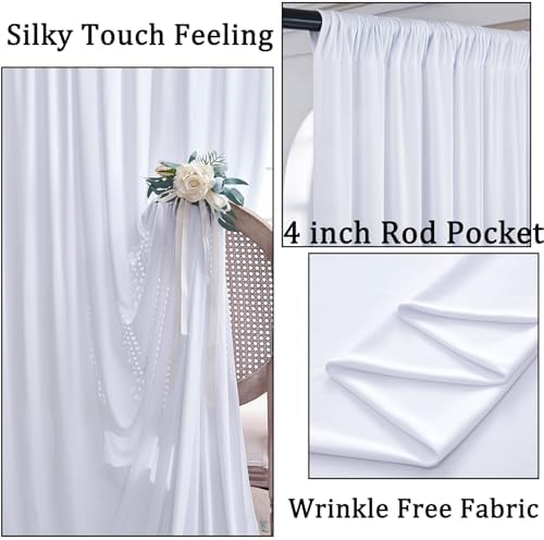 30 ft x 10 ft Wrinkle Free White Backdrop Curtain for Parties, Polyester Photo Backdrop Drapes 6 Panels 5x10ft, alternate