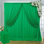 30 ft x 10ft Wrinkle Free Green Backdrop Curtain for Parties, 6 Panels 5x10ft Silky Polyester Green Backdrop