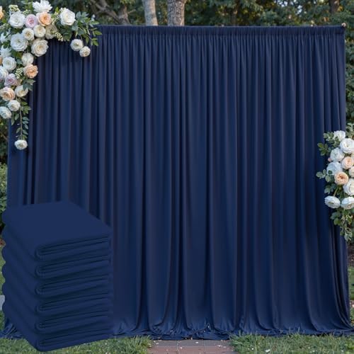30 ft x 8 ft Navy Blue Backdrop Curtain Panels, 6 Panels 5 ft x 8 ft Wrinkle Free Polyester Photography Backdrop