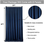 30 ft x 8 ft Navy Blue Backdrop Curtain Panels, 6 Panels 5 ft x 8 ft Wrinkle Free Polyester Photography Backdrop, alternate